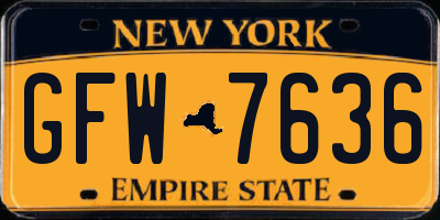 NY license plate GFW7636
