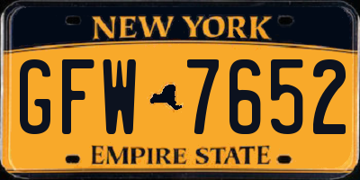 NY license plate GFW7652