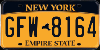 NY license plate GFW8164