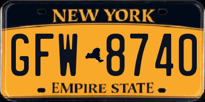NY license plate GFW8740
