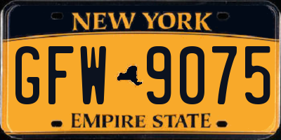 NY license plate GFW9075