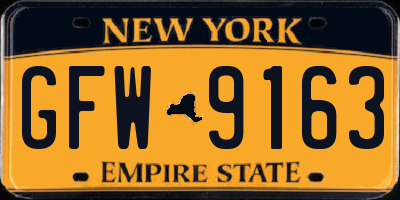NY license plate GFW9163