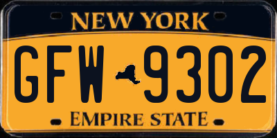 NY license plate GFW9302