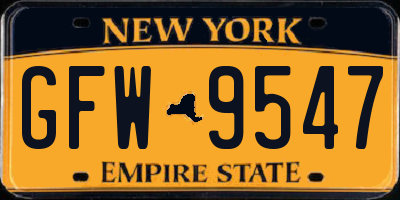 NY license plate GFW9547