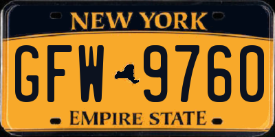 NY license plate GFW9760