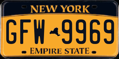 NY license plate GFW9969