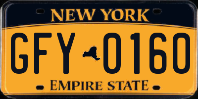 NY license plate GFY0160
