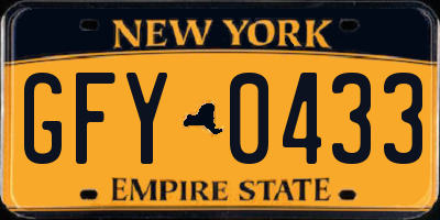 NY license plate GFY0433