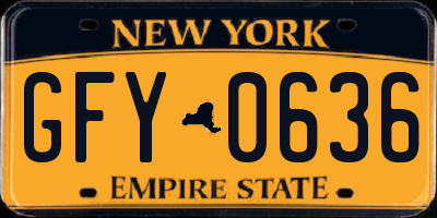 NY license plate GFY0636