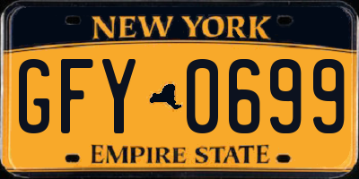 NY license plate GFY0699