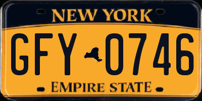 NY license plate GFY0746