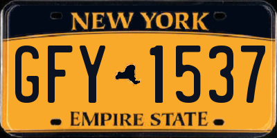 NY license plate GFY1537