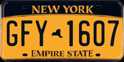 NY license plate GFY1607