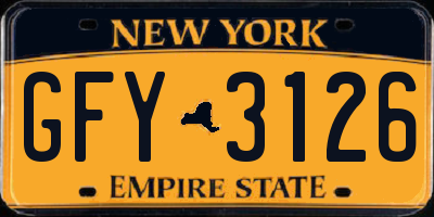 NY license plate GFY3126