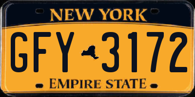 NY license plate GFY3172