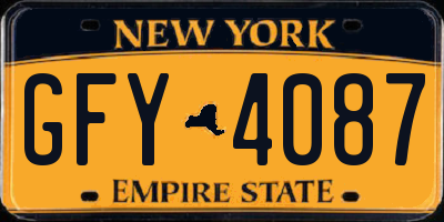 NY license plate GFY4087