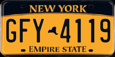 NY license plate GFY4119