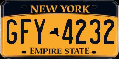 NY license plate GFY4232
