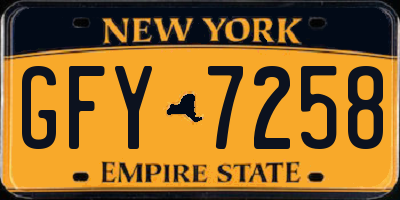 NY license plate GFY7258