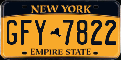 NY license plate GFY7822