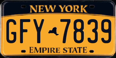 NY license plate GFY7839