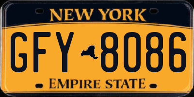 NY license plate GFY8086