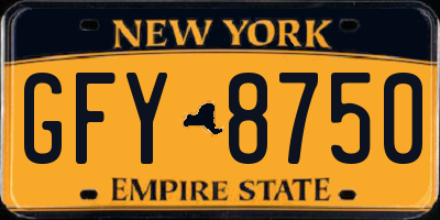 NY license plate GFY8750