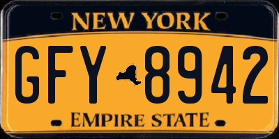 NY license plate GFY8942
