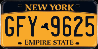NY license plate GFY9625