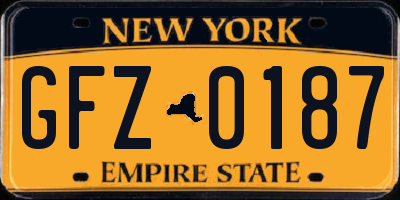 NY license plate GFZ0187
