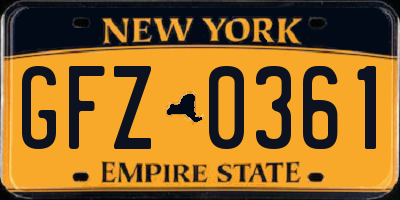 NY license plate GFZ0361