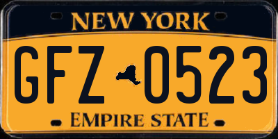 NY license plate GFZ0523