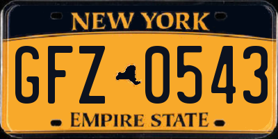 NY license plate GFZ0543