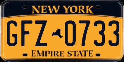 NY license plate GFZ0733