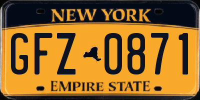 NY license plate GFZ0871