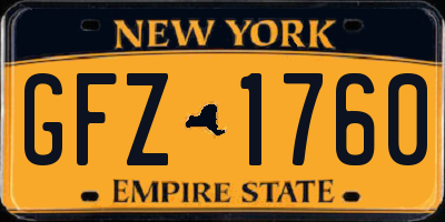 NY license plate GFZ1760