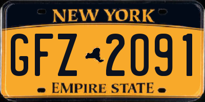 NY license plate GFZ2091