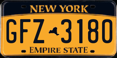 NY license plate GFZ3180