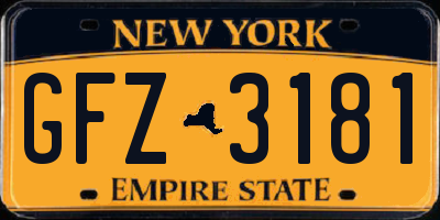 NY license plate GFZ3181