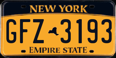 NY license plate GFZ3193