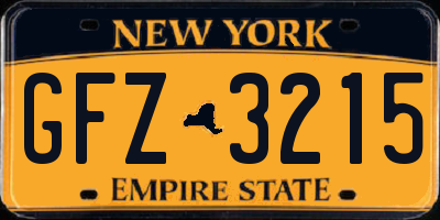 NY license plate GFZ3215