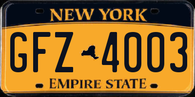 NY license plate GFZ4003