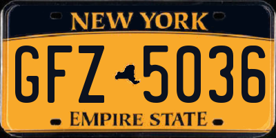NY license plate GFZ5036