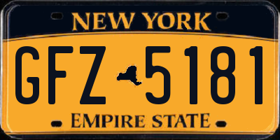 NY license plate GFZ5181