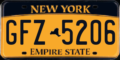 NY license plate GFZ5206