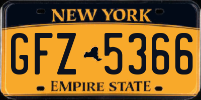 NY license plate GFZ5366