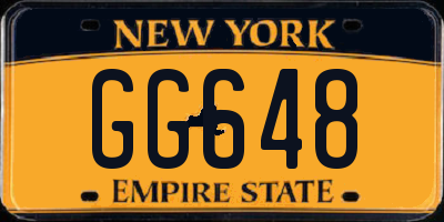 NY license plate GG648