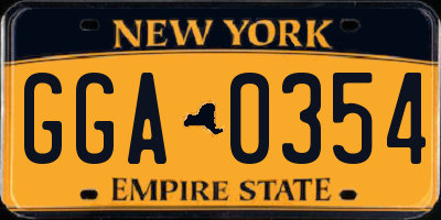 NY license plate GGA0354