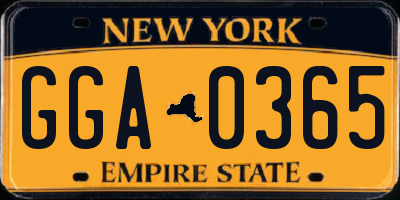 NY license plate GGA0365