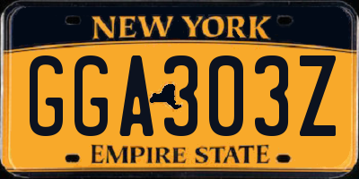 NY license plate GGA303Z